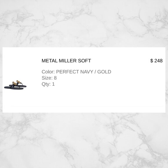 TORY BURCH Metal Miller Leather Sandals Perfect Navy Size 8 - Picture 13 of 15